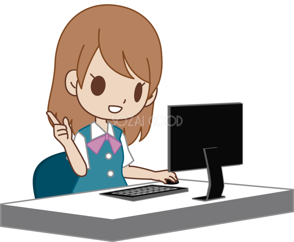 女性 OLがパソコンを操作 ビジネスマン 無料イラスト