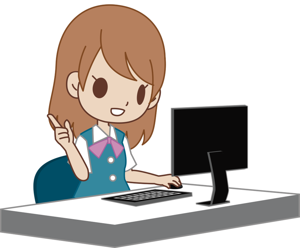 女性 OLがパソコンを操作 ビジネスマン 無料イラストに写真・文字を入れる