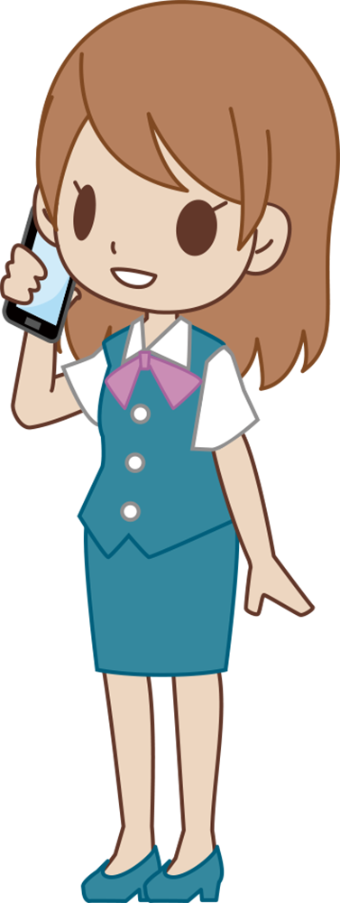 女性 OLがスマホで電話 ビジネスマン 無料イラストに写真・文字を入れる