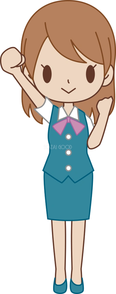 女性 OLが上に腕を伸ばす ビジネスマン 無料イラスト