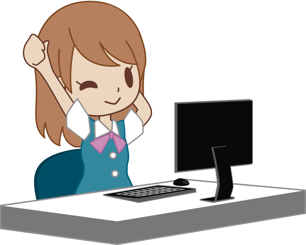 女性 OLが仕事中に伸びる  ビジネスマン 無料イラストに写真・文字を入れる