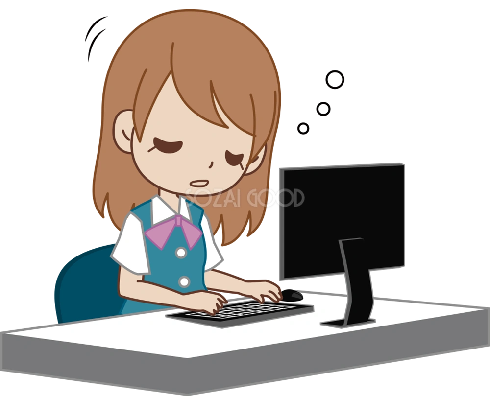 女性 OLが仕事中に居眠り ビジネスマン 無料イラスト