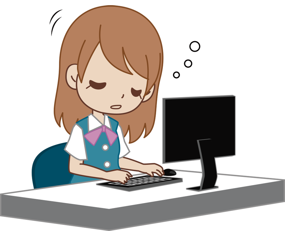 女性 OLが仕事中に居眠り ビジネスマン 無料イラストに写真・文字を入れる