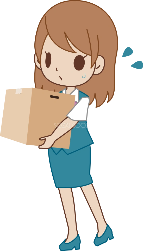 女性 OLが荷物を運ぶ ビジネスマン 無料イラスト