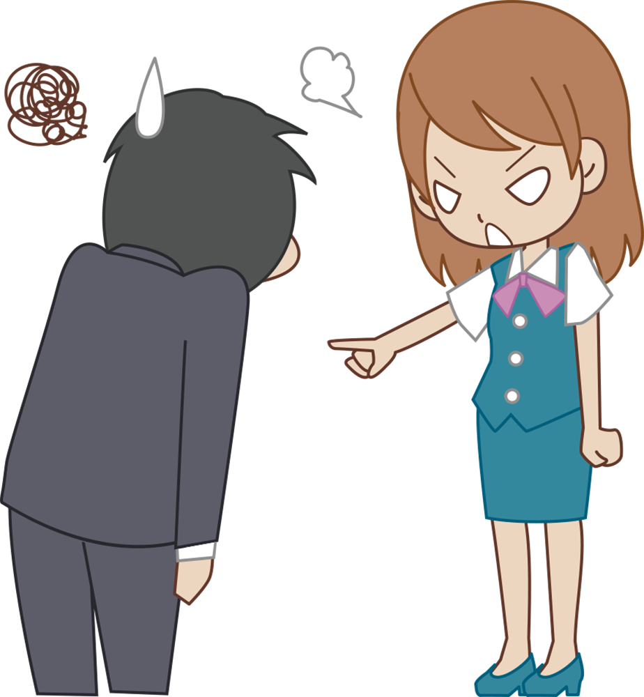 女性 OLが男性社員に怒っている ビジネスマン 無料イラストに写真・文字を入れる
