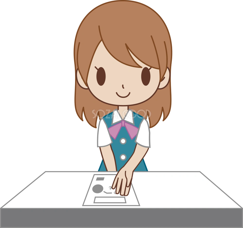 女性 OLが資料を見せながらご説明 ビジネスマン 無料イラスト
