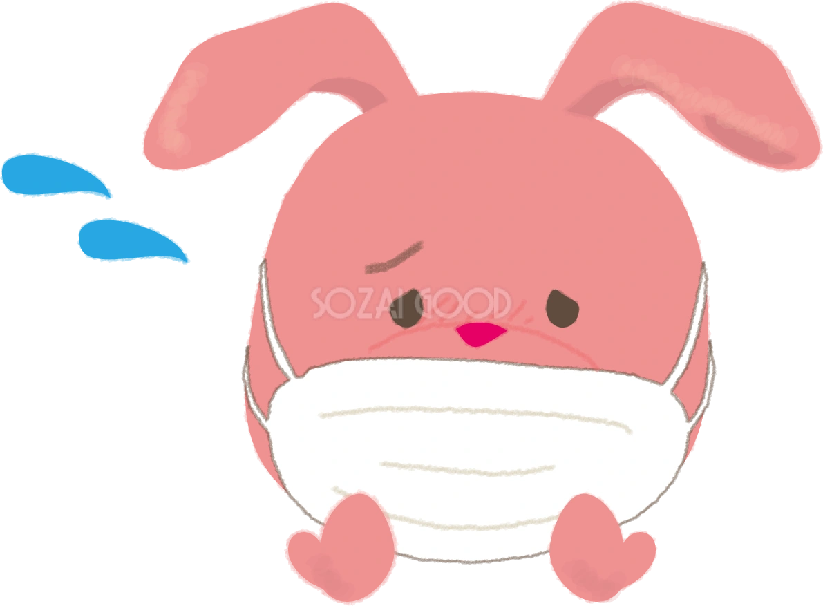 うさぎがマスクをして苦しそうな無料イラスト61052