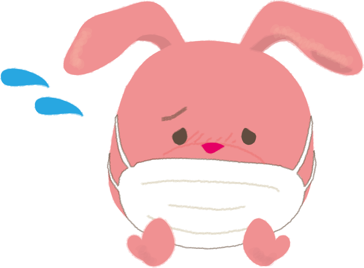 うさぎがマスクをして苦しそうな無料イラスト61052に写真・文字を入れる