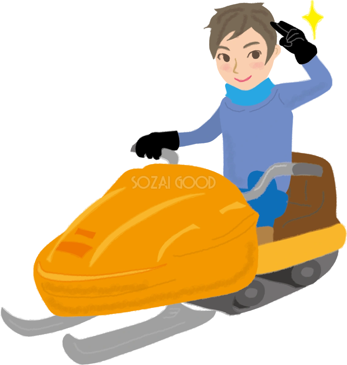スノーモービルに乗るイケメン男性の無料イラスト61068