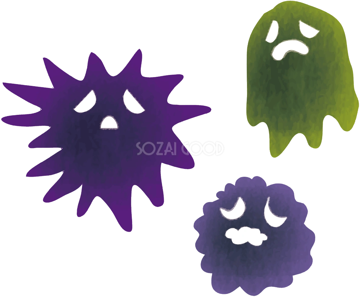 ばい菌や細菌の困る顔キャラクターの無料イラスト61072