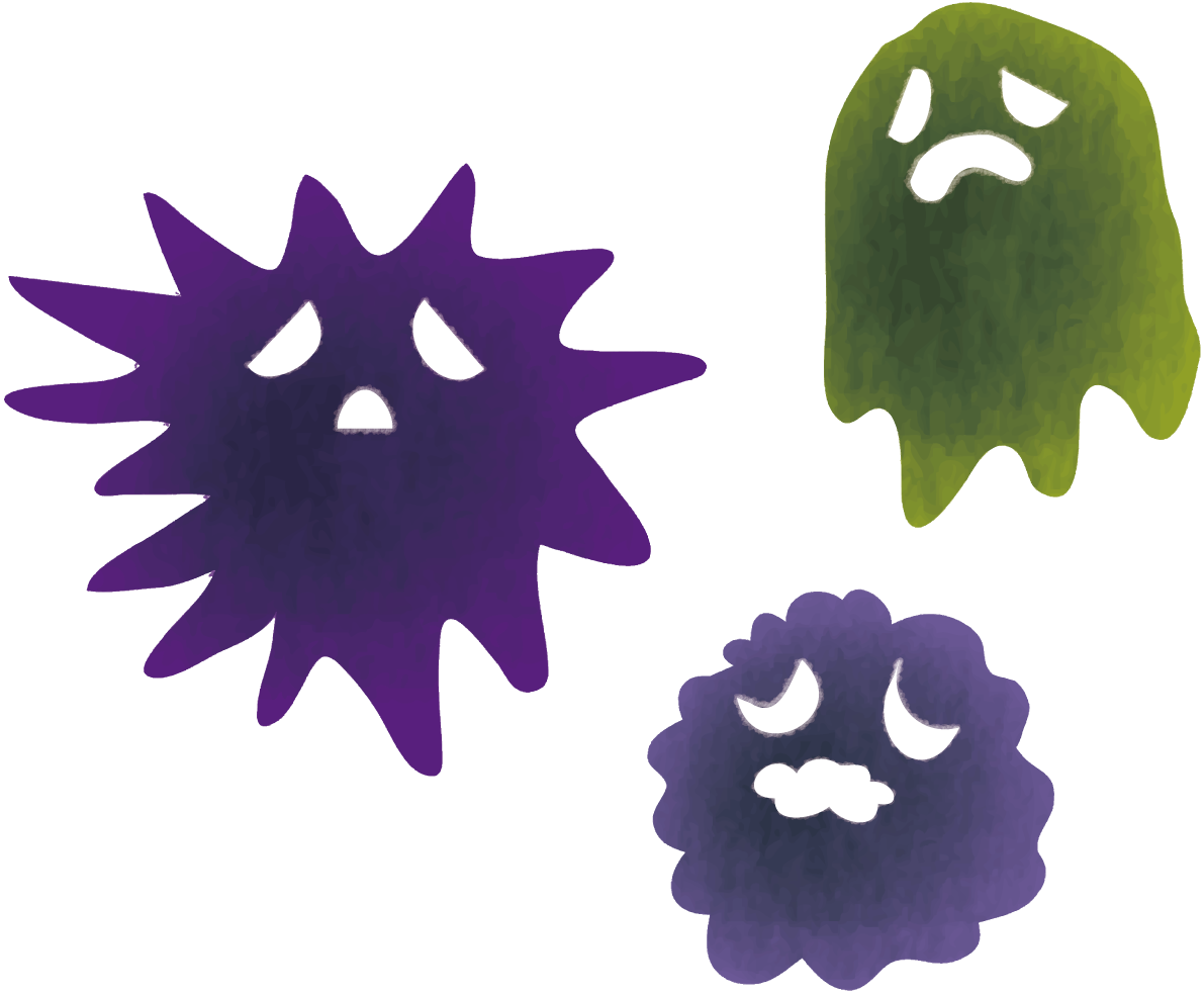 ばい菌や細菌の困る顔キャラクターの無料イラスト61072に写真・文字を入れる