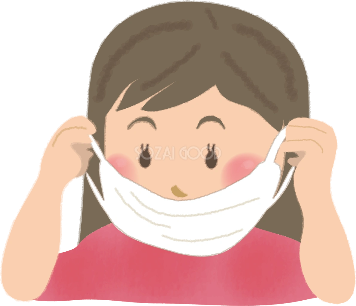 マスクを装着している女性の無料イラスト61088