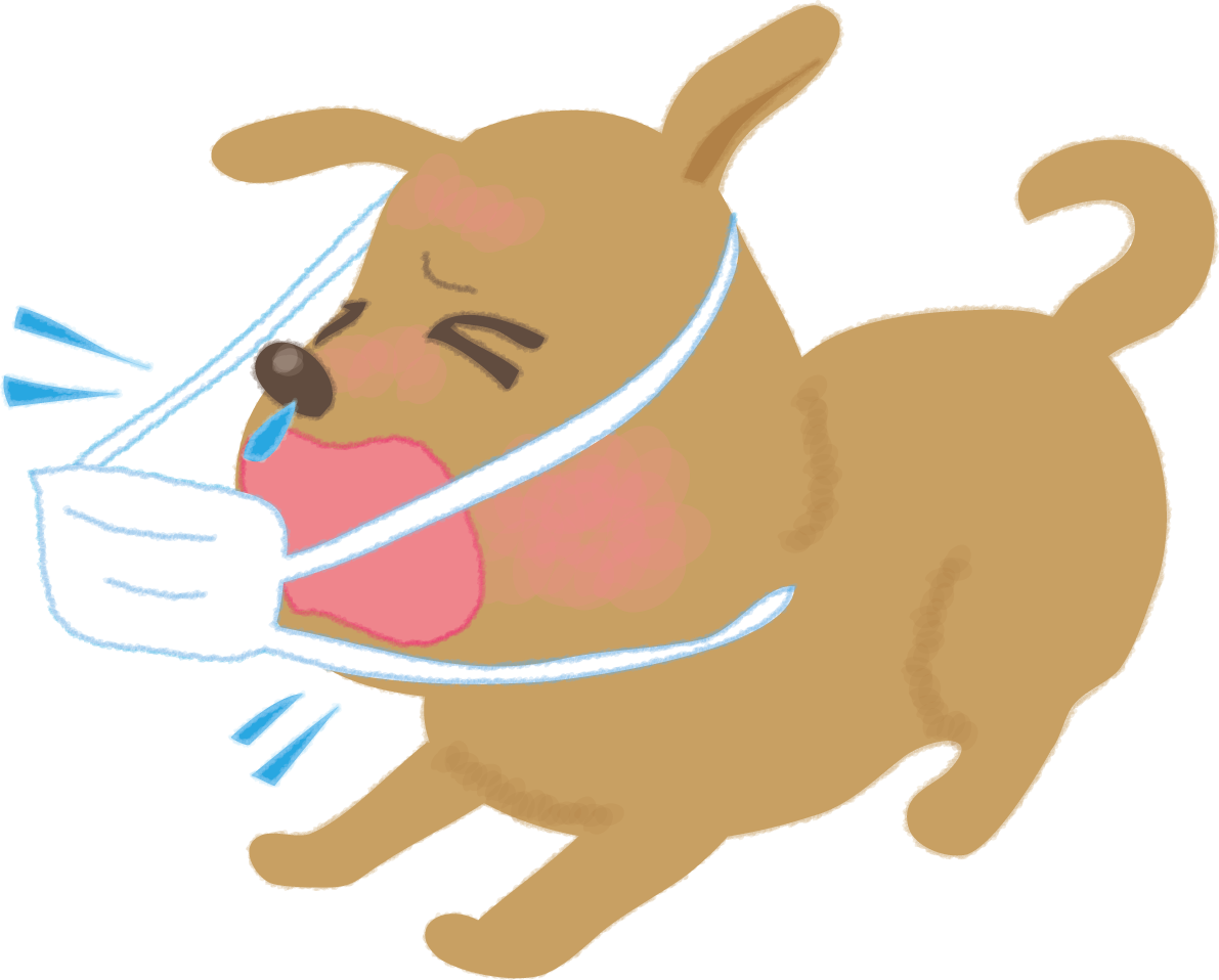 風邪をひいた犬がマスクをつけしくしゃみする無料イラスト61132に写真・文字を入れる
