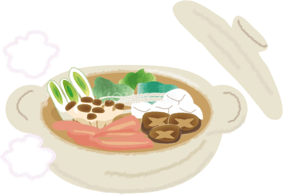 ほっかほかに暖かそうな鍋の無料イラスト61629