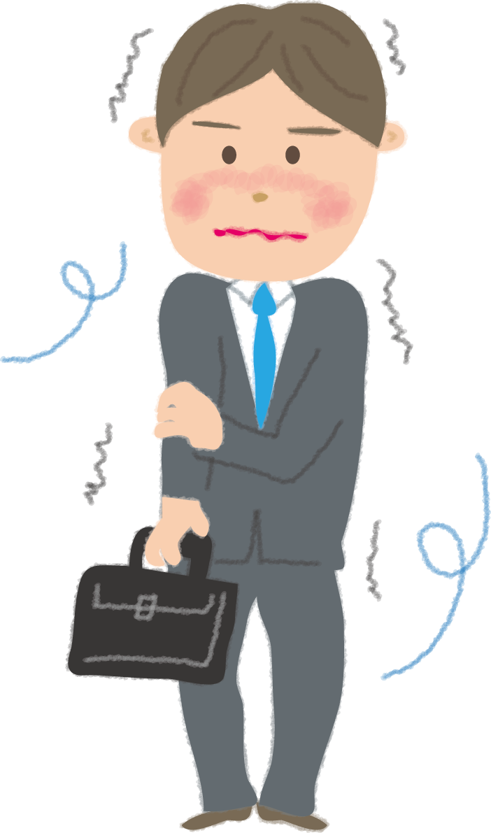 寒くて震える男性会社員の無料イラスト61637に写真・文字を入れる