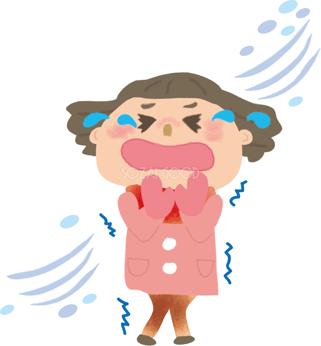 寒さで泣き喚く女の子の無料イラスト61641