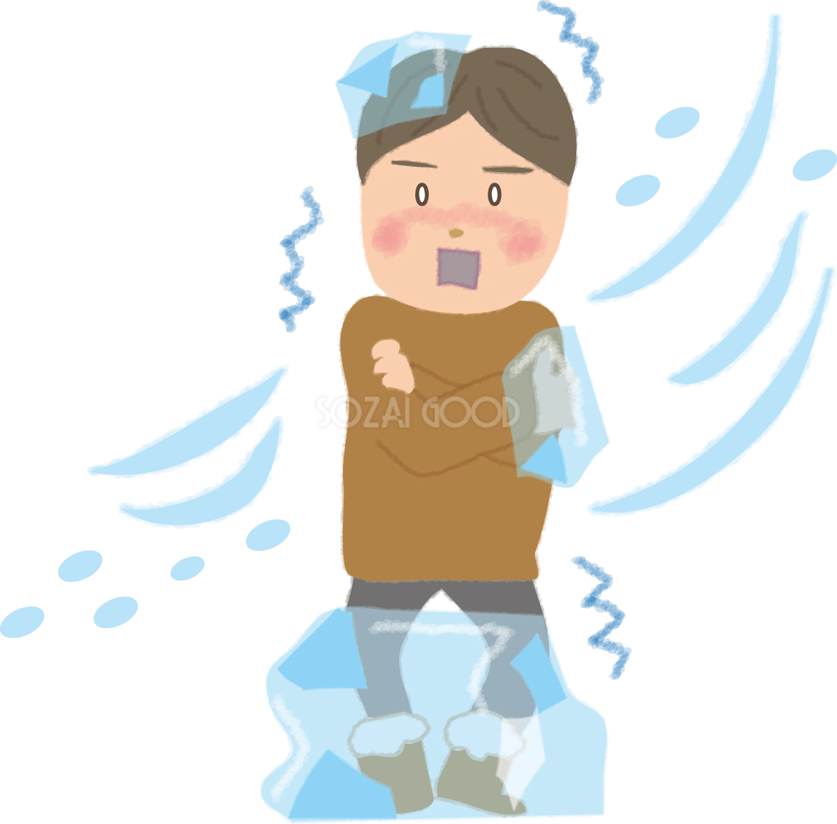 寒さで凍りそうな男性の無料イラスト61645