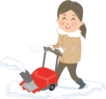 除雪機で楽チンな女性の無料イラスト61653