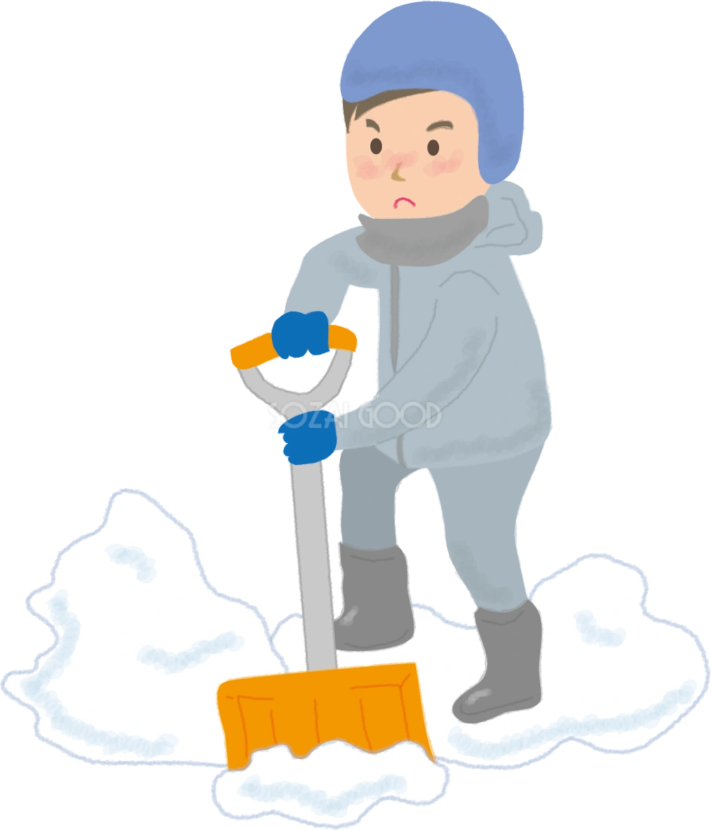 雪かきをする男性の無料イラスト61673