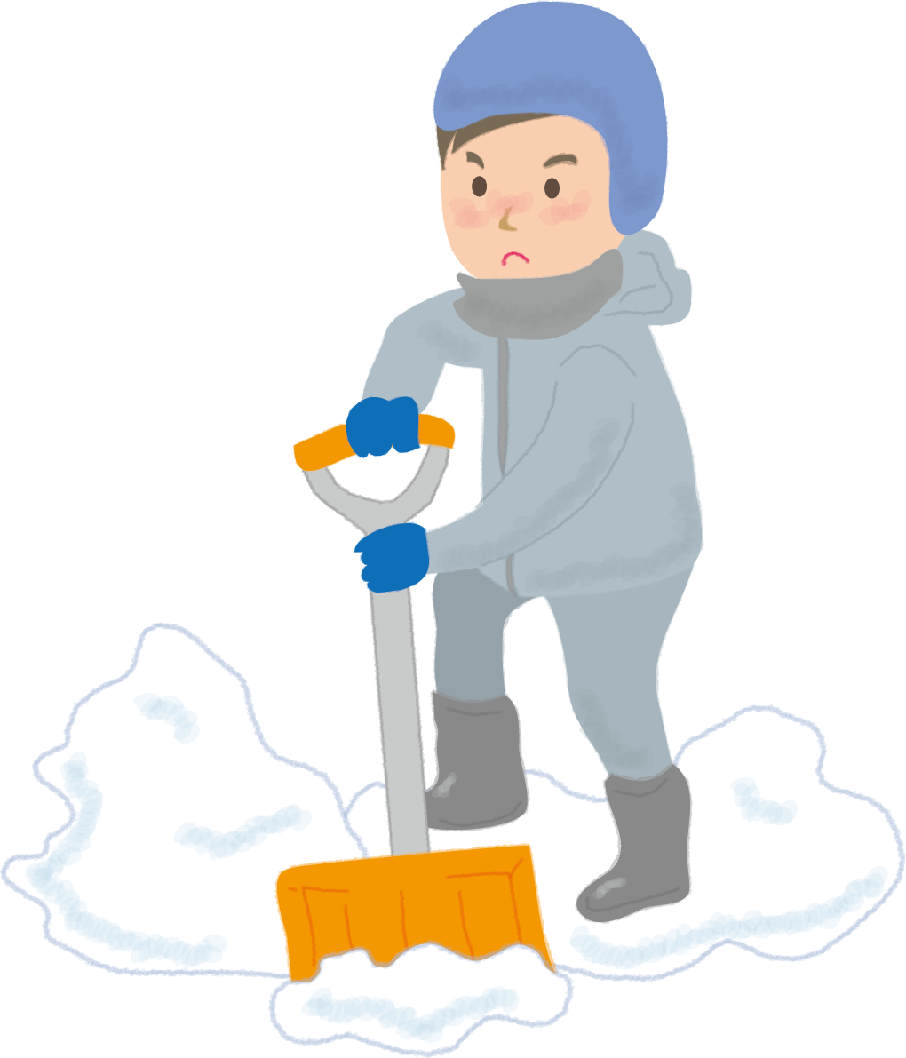 雪かきをする男性の無料イラスト61673に写真・文字を入れる