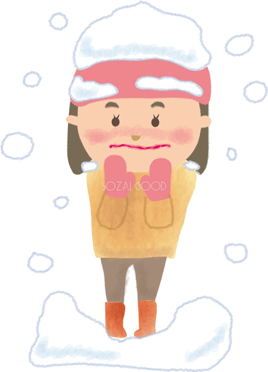 雪に埋もれそうな女の子の無料イラスト61681