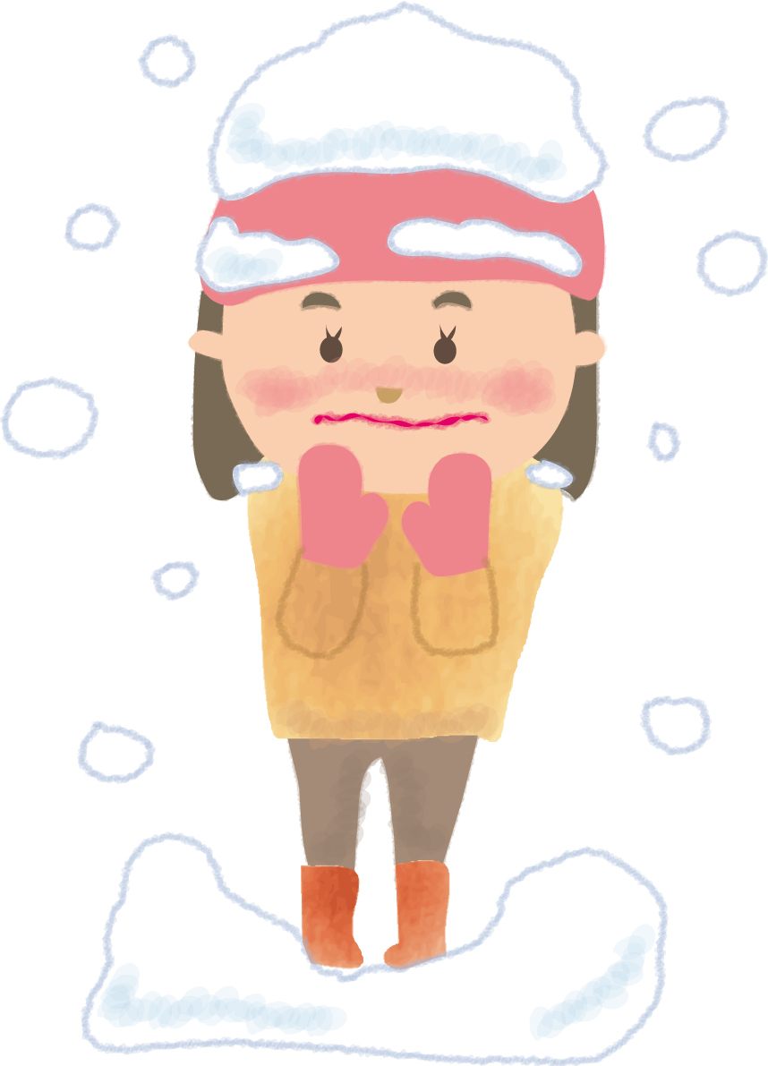 雪に埋もれそうな女の子の無料イラスト61681に写真・文字を入れる