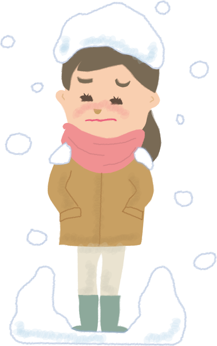 雪に埋もれそうな女性の無料イラスト61685に写真・文字を入れる
