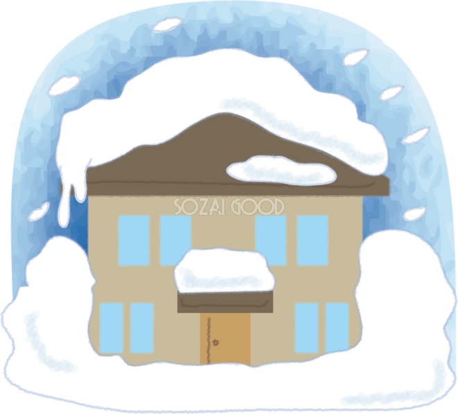 雪に埋もれる家の無料イラスト616 素材good
