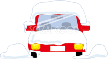 雪に埋もれる自動車の無料イラスト61697