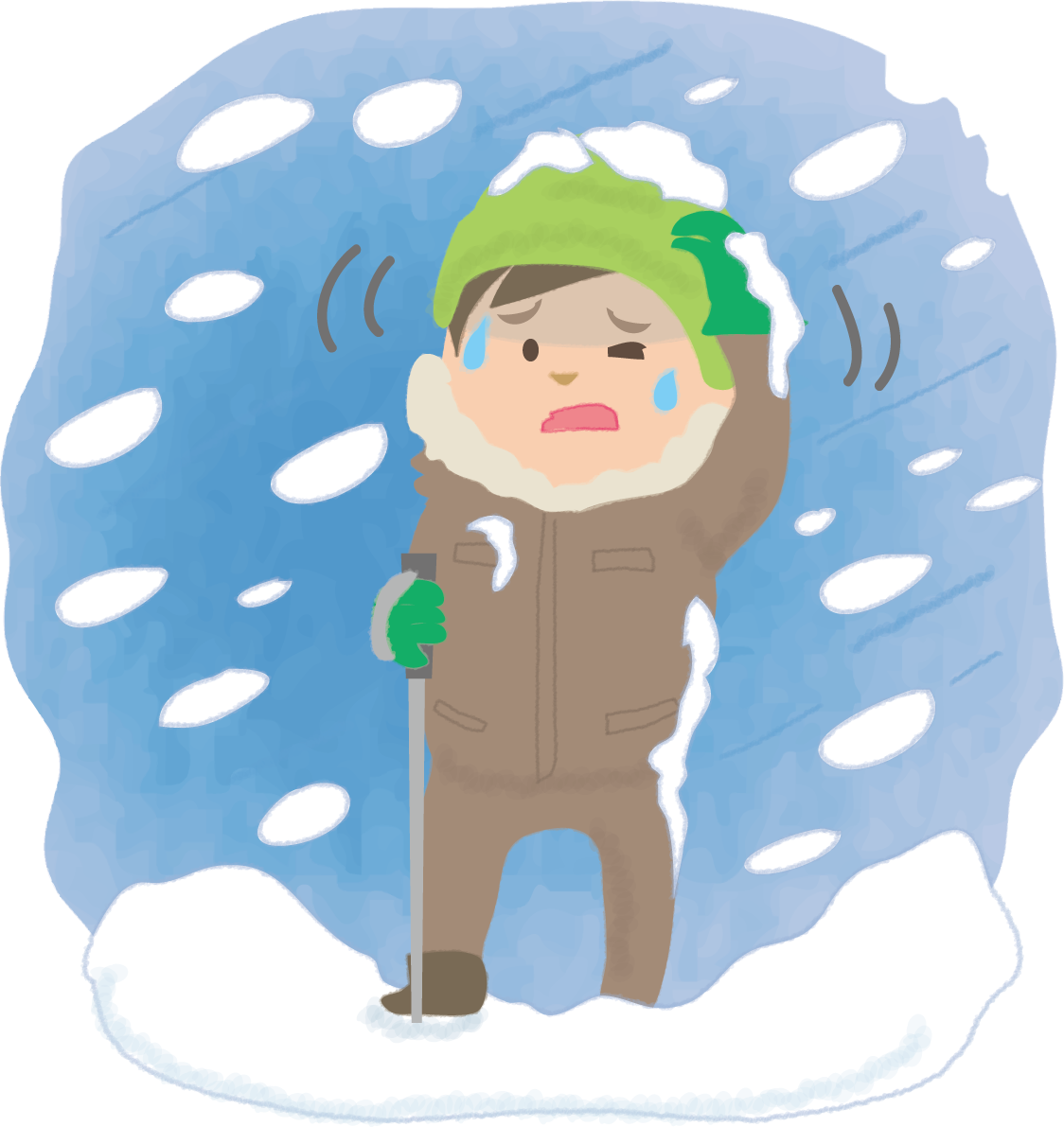 吹雪で遭難しそうな男性の無料イラスト61781に写真・文字を入れる