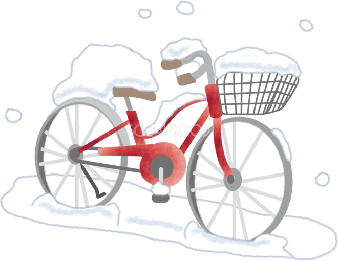 雪に埋もれる自転車の無料イラスト 素材good
