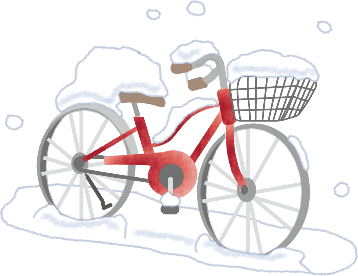 雪に埋もれる自転車の無料イラスト61797に写真・文字を入れる