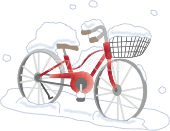 雪に埋もれる自転車の無料イラスト61797