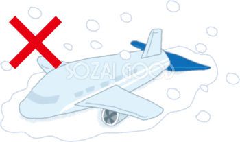 大雪で欠航する飛行機の無料イラスト61809