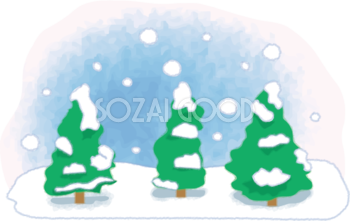 木が雪に埋もれそうの無料イラスト61825