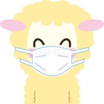 羊のマスク姿『笑顔』無料イラスト62133