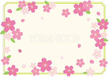 春(桜の八角フレーム)フレーム飾り枠の無料イラスト62293
