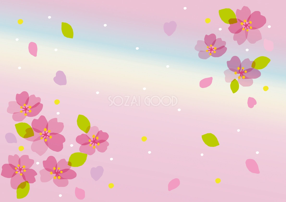 春(桜吹雪)背景無料イラスト62297