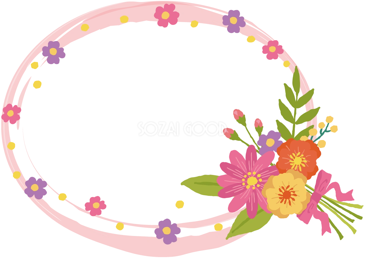 春の花束フレーム飾り枠の無料イラスト62305