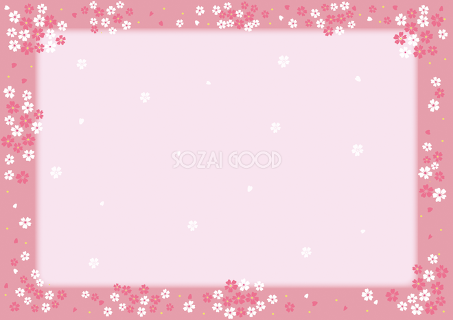 春 小さな桜 フレーム飾り枠の無料イラスト 素材good