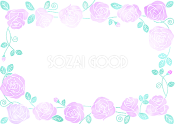 バラのフレーム飾り枠(水彩風)無料イラスト62465