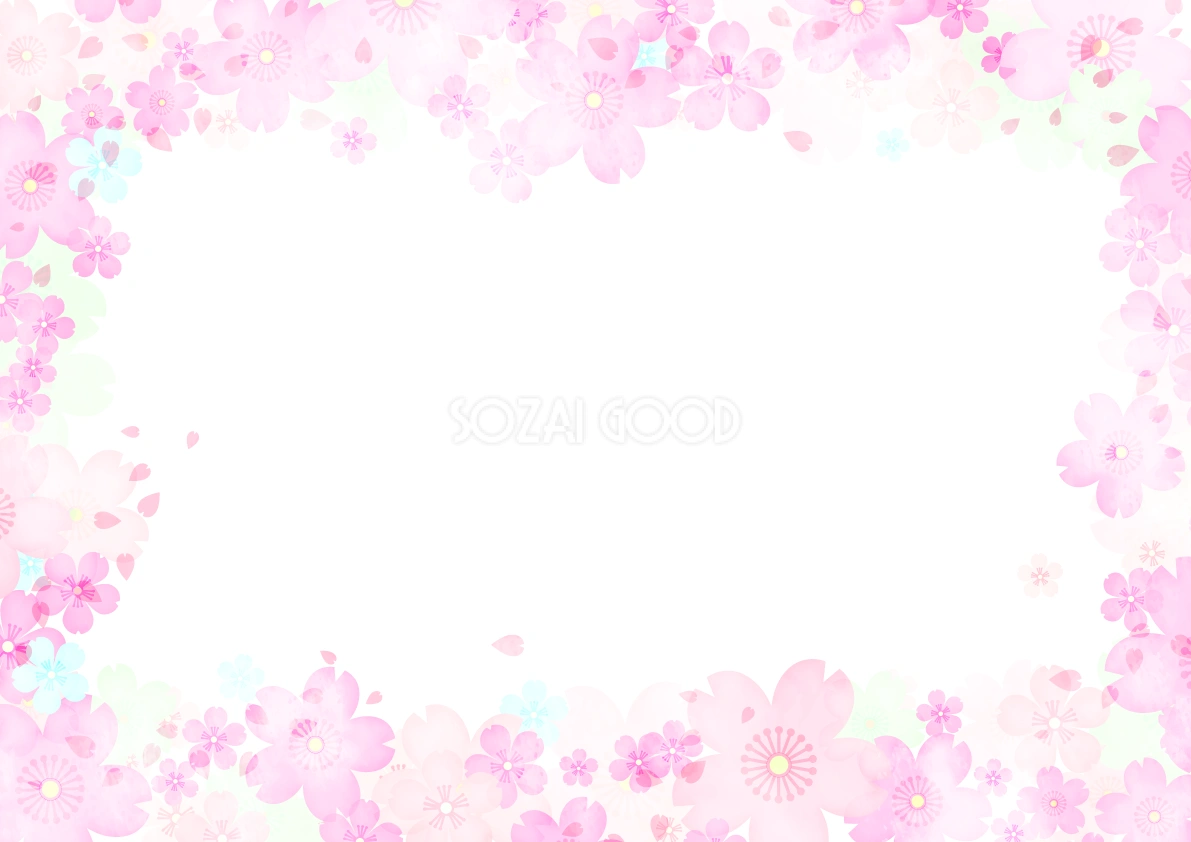 桜のフレーム飾り枠(水彩風)無料イラスト62477