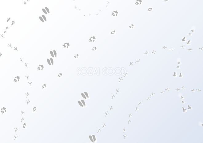 真っ白な雪に続く動物の足跡のシンプル背景無料イラスト62489 素材good