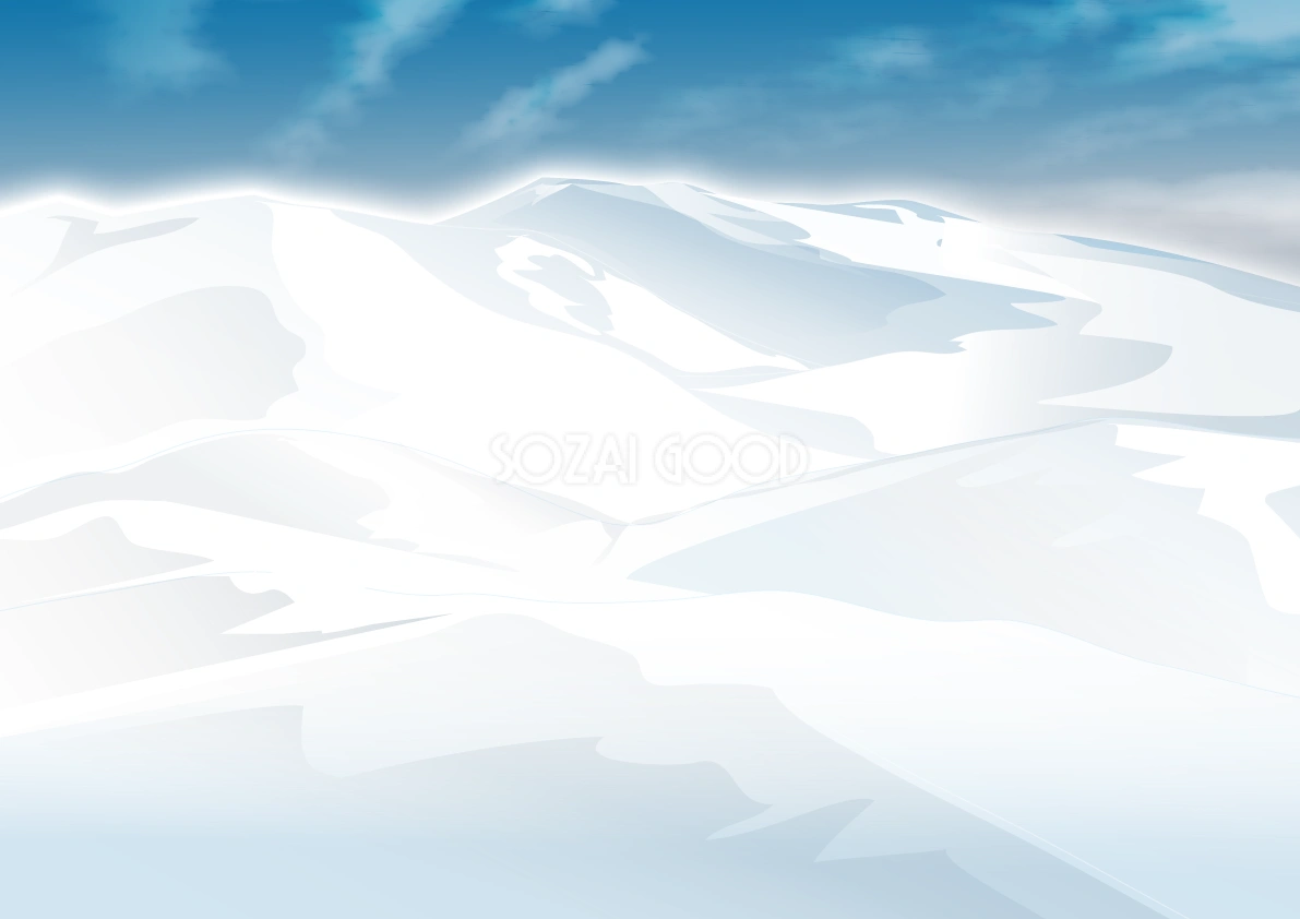 真っ白な雪山の背景無料イラスト62493