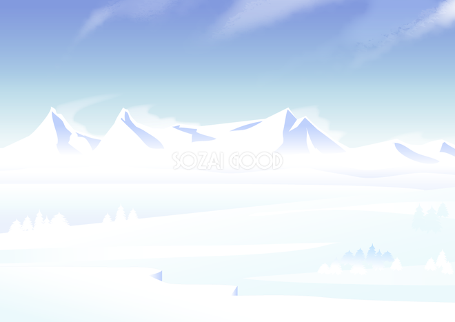 青空と雪景色の背景無料イラスト 素材good