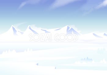 青空と雪景色の背景無料イラスト62497