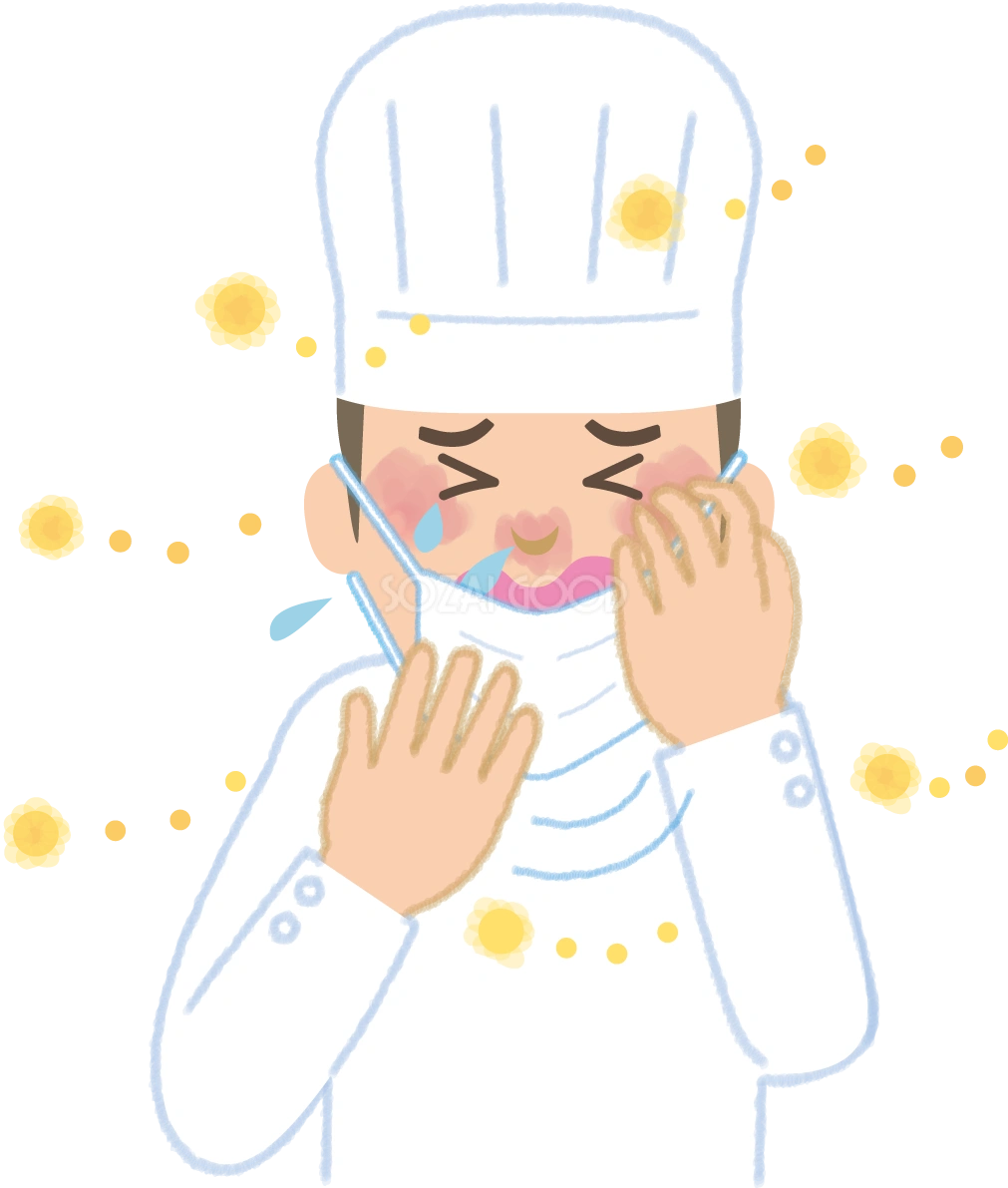 シェフの花粉症 無料イラスト(マスク くしゃみ 鼻水 目の痒み)62766