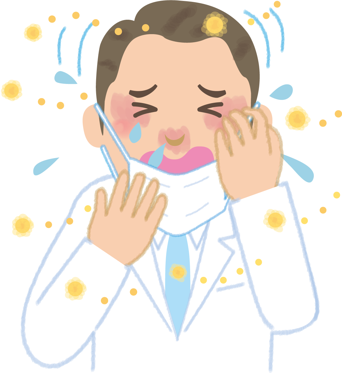 医師の花粉症 無料イラスト(マスク くしゃみ 鼻水 目の痒み)62786に写真・文字を入れる