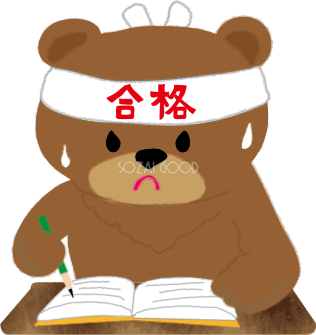 クマが受験勉強の無料イラスト62903 素材good