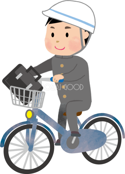 自転車通学の男子学生 中３ 高３ 無料イラスト 素材good